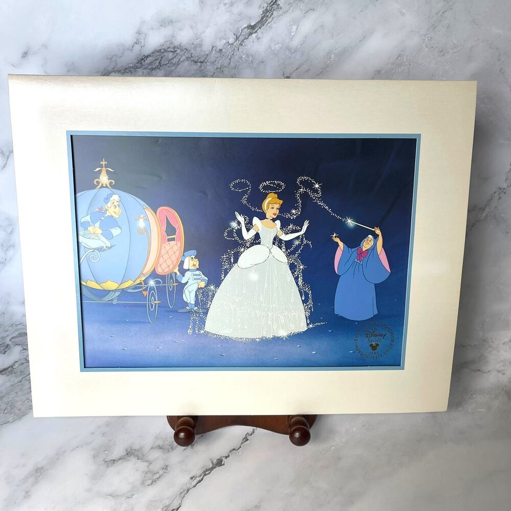 1995 Disney Store Cinderella Exclusive Commemorative Lithograph Print 14x11